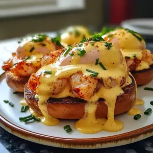 Cajun Hummer Eier Benedict mit scharfer Hollandaise