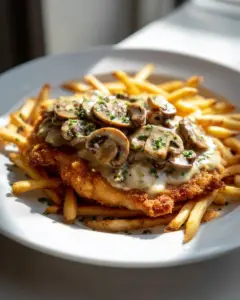 Jägerschnitzel mit Rinder-Champignonsoße
