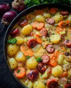 Köstlicher Eintopf mit Kartoffeln & Rinderwürstchen