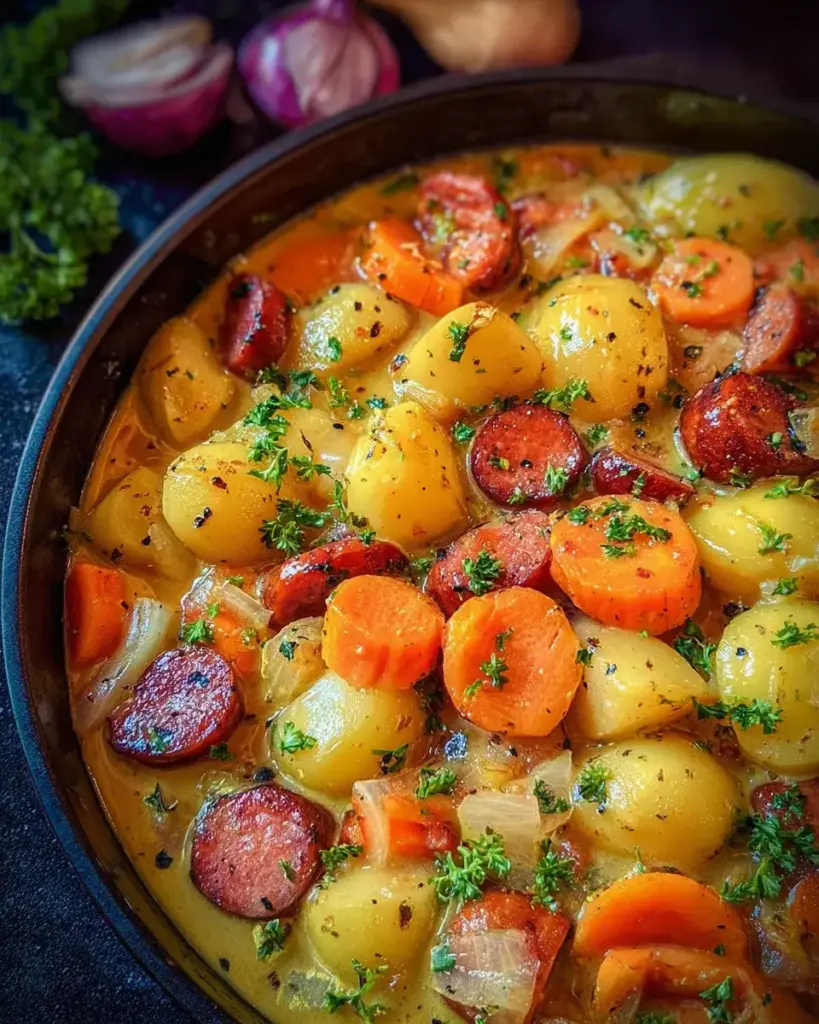 Kartoffeleintopf mit Würstchen