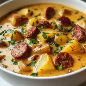 Kreolische Kartoffelsuppe mit Andouille-Wurst