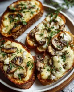 Knusprige Käse-Hackfleisch-Champignon-Knoblauch-Toasts