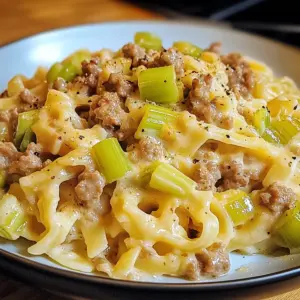 Käse-Lauch Pasta mit Hackfleisch