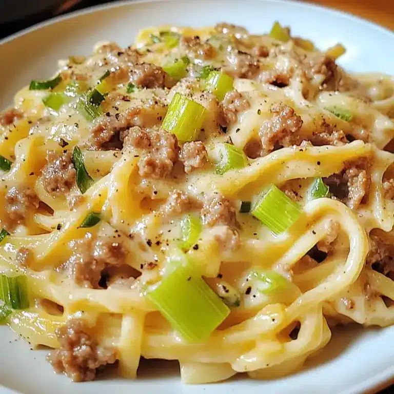 Käse Lauch Pasta mit Hackfleisch