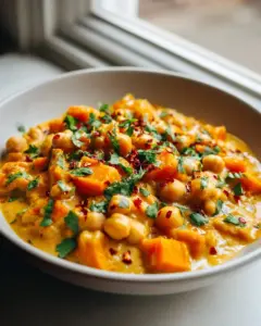 Kichererbsen-Süßkartoffel-Curry mit Kokosmilch