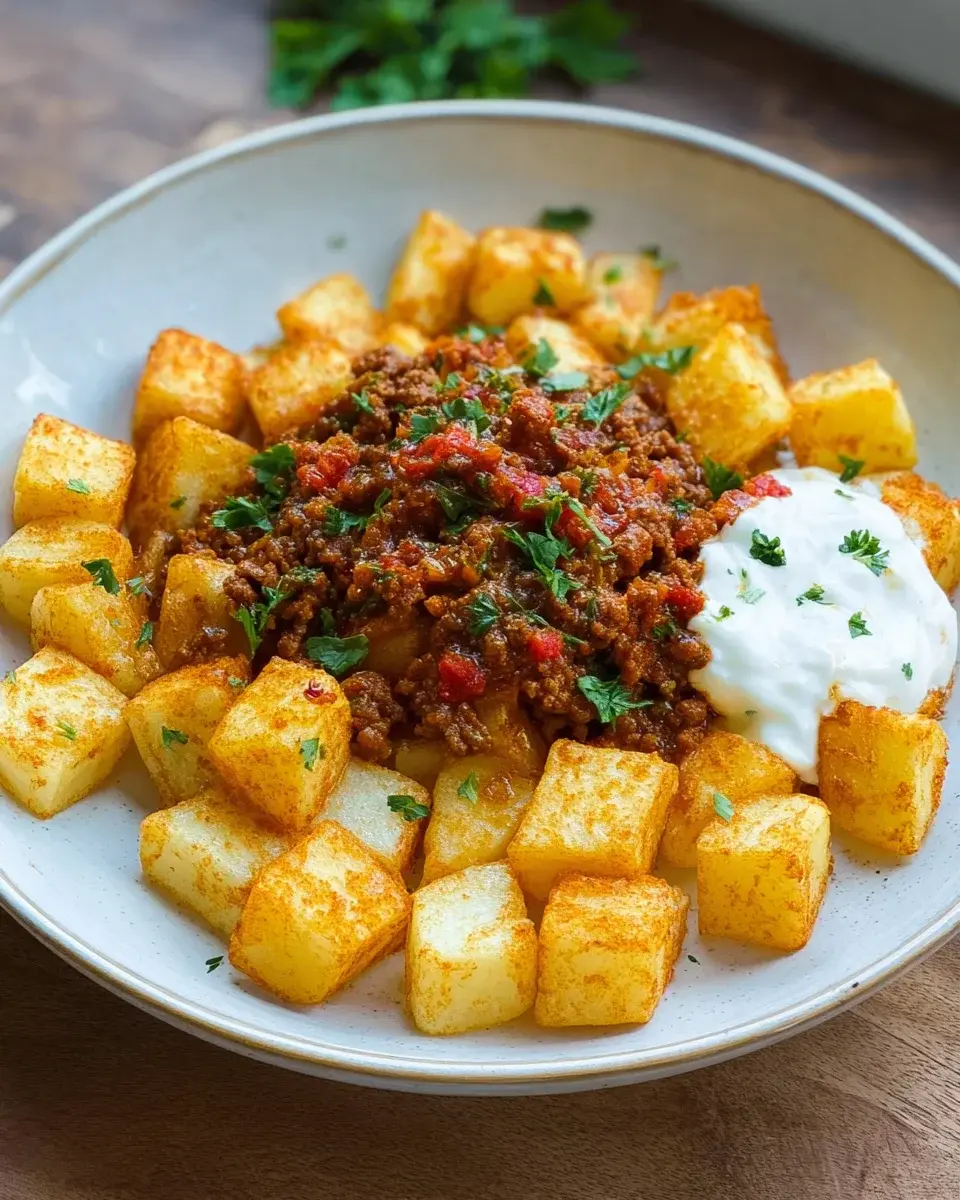 Knusprige Kartoffeln mit Hackfleisch