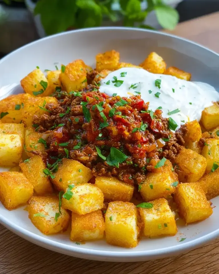 Knusprige Kartoffeln mit Hackfleisch