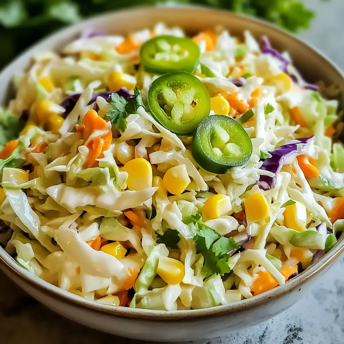 Krautsalat mit Jalapeños und Mais