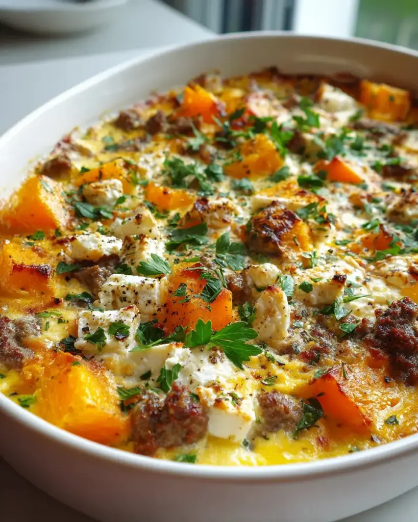 Kürbis Hackfleisch Auflauf mit Feta