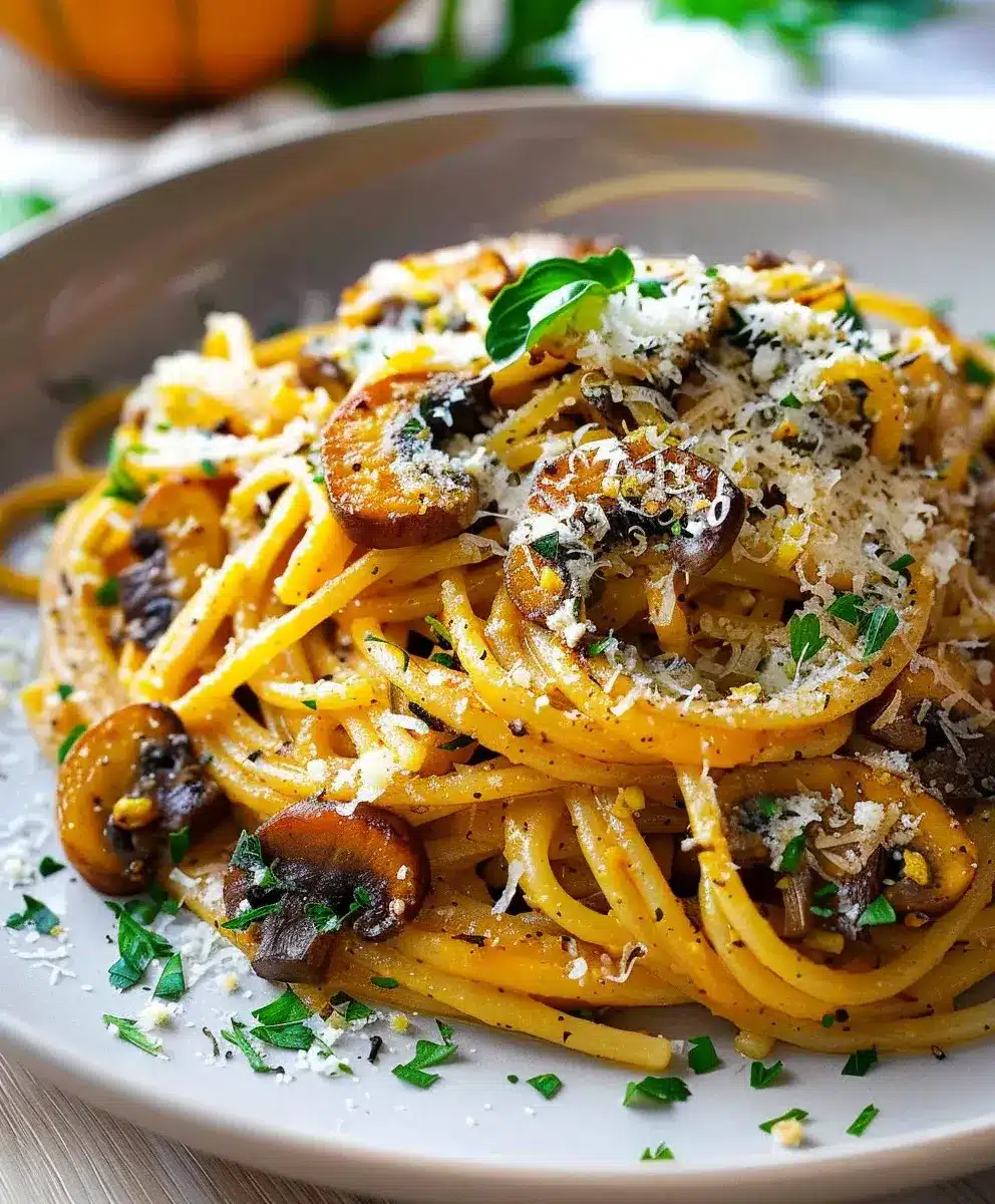 Kürbis Pilz Pasta Rezept