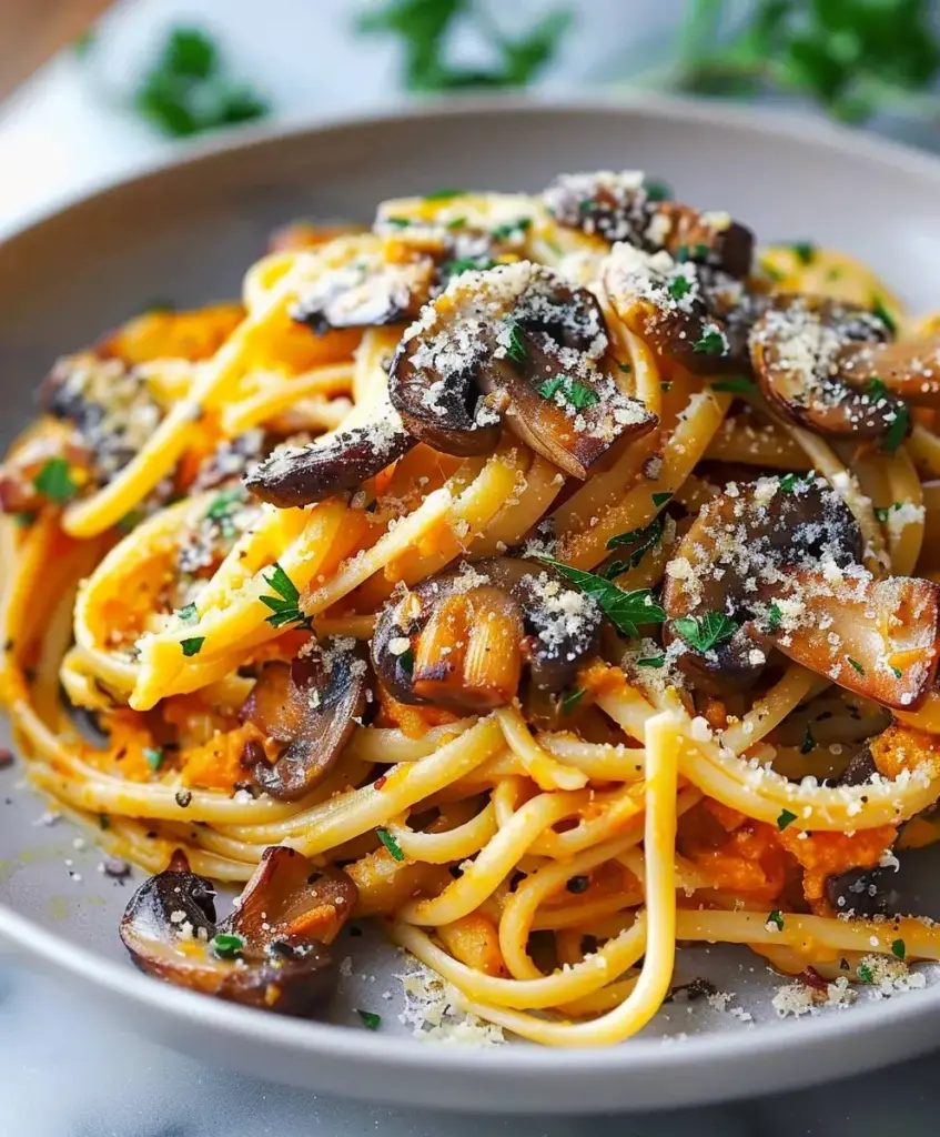 Kürbis Pilz Pasta Rezept