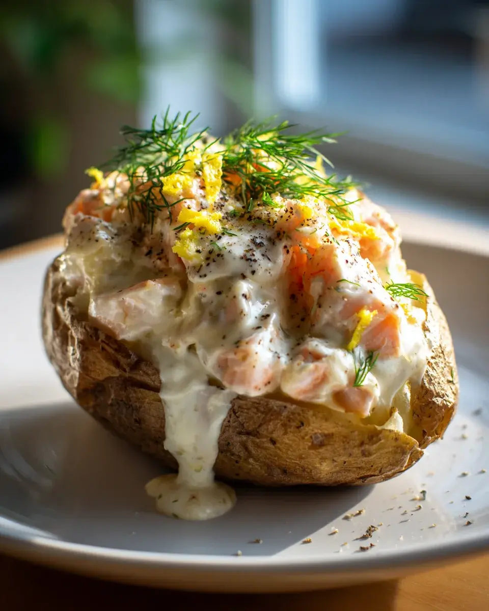 Lachs Zitrone gefüllte Kartoffeln