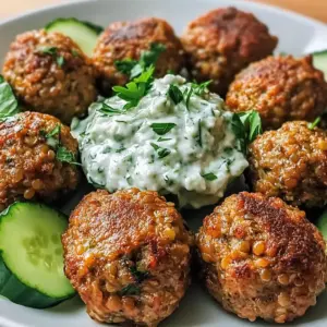Griechische Linsenfleischbällchen mit Tzatziki