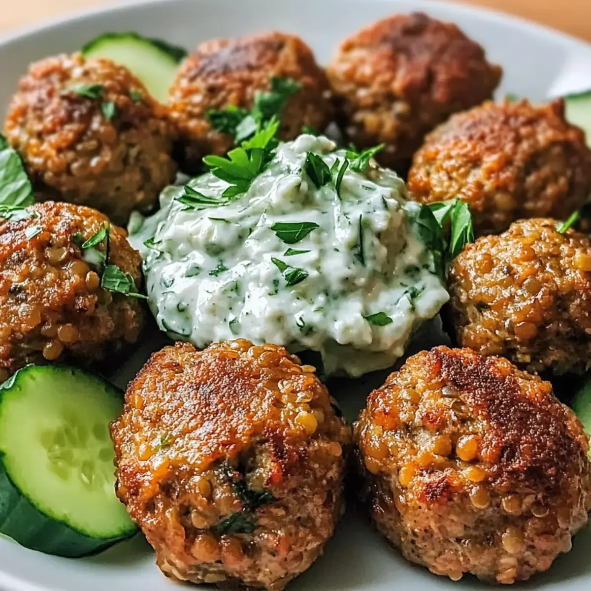Linsenfleischbällchen mit Tzatziki
