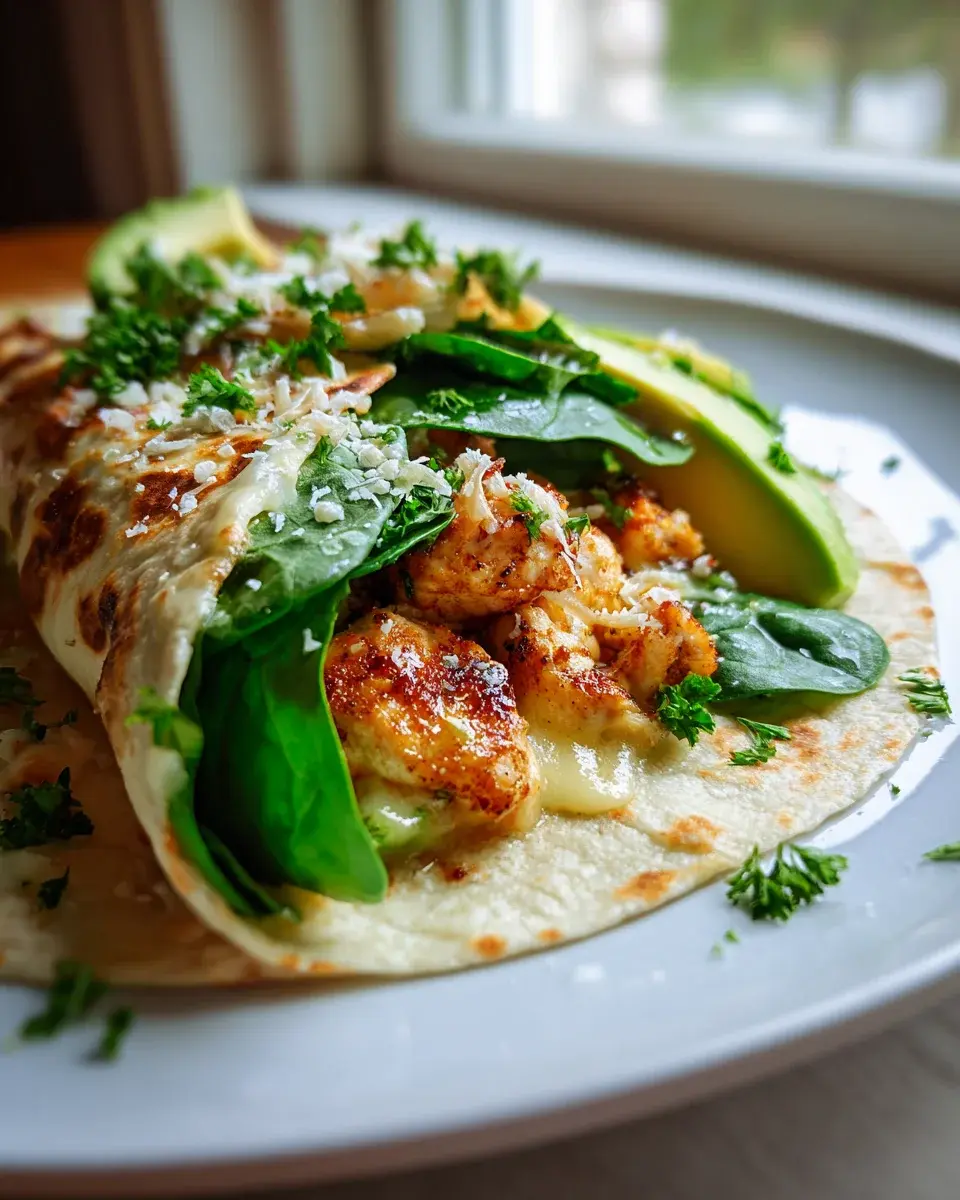 Low Carb Hähnchen Wraps mit Spinat und Avocado