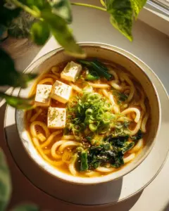 Miso Udon Ramen Mit Tofu Und Frühlingszwiebeln