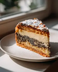 Mohnkuchen mit Pudding