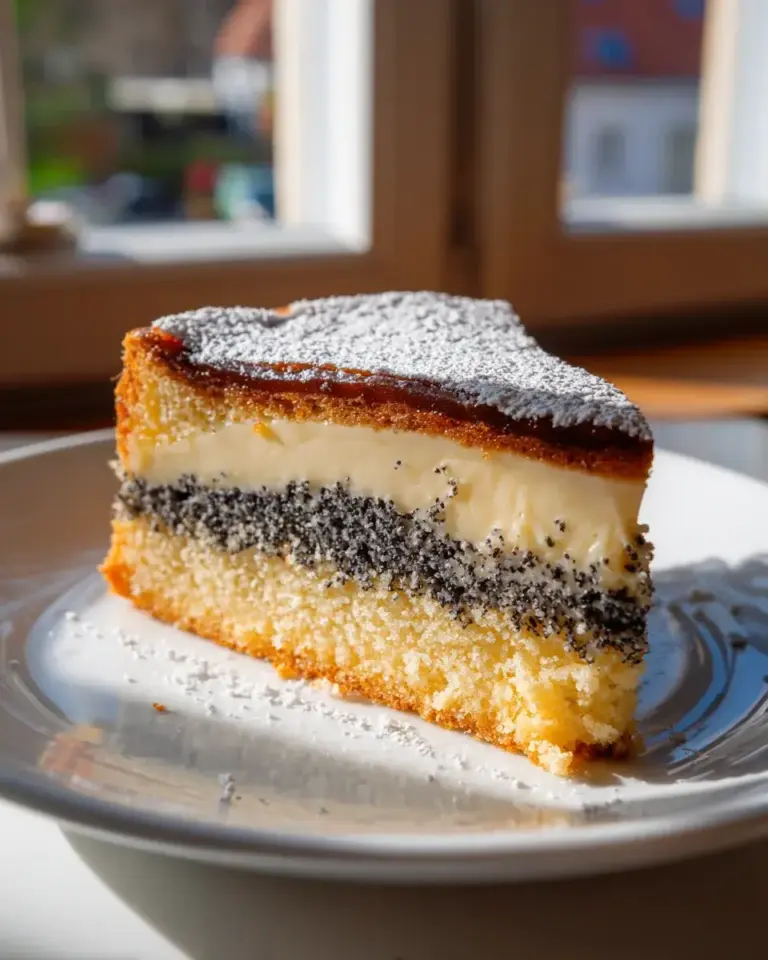 Mohnkuchen mit Pudding