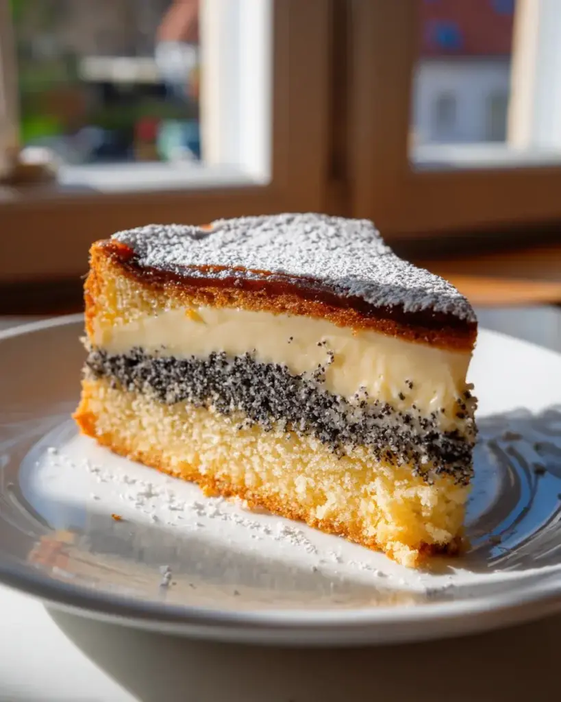 Mohnkuchen mit Pudding
