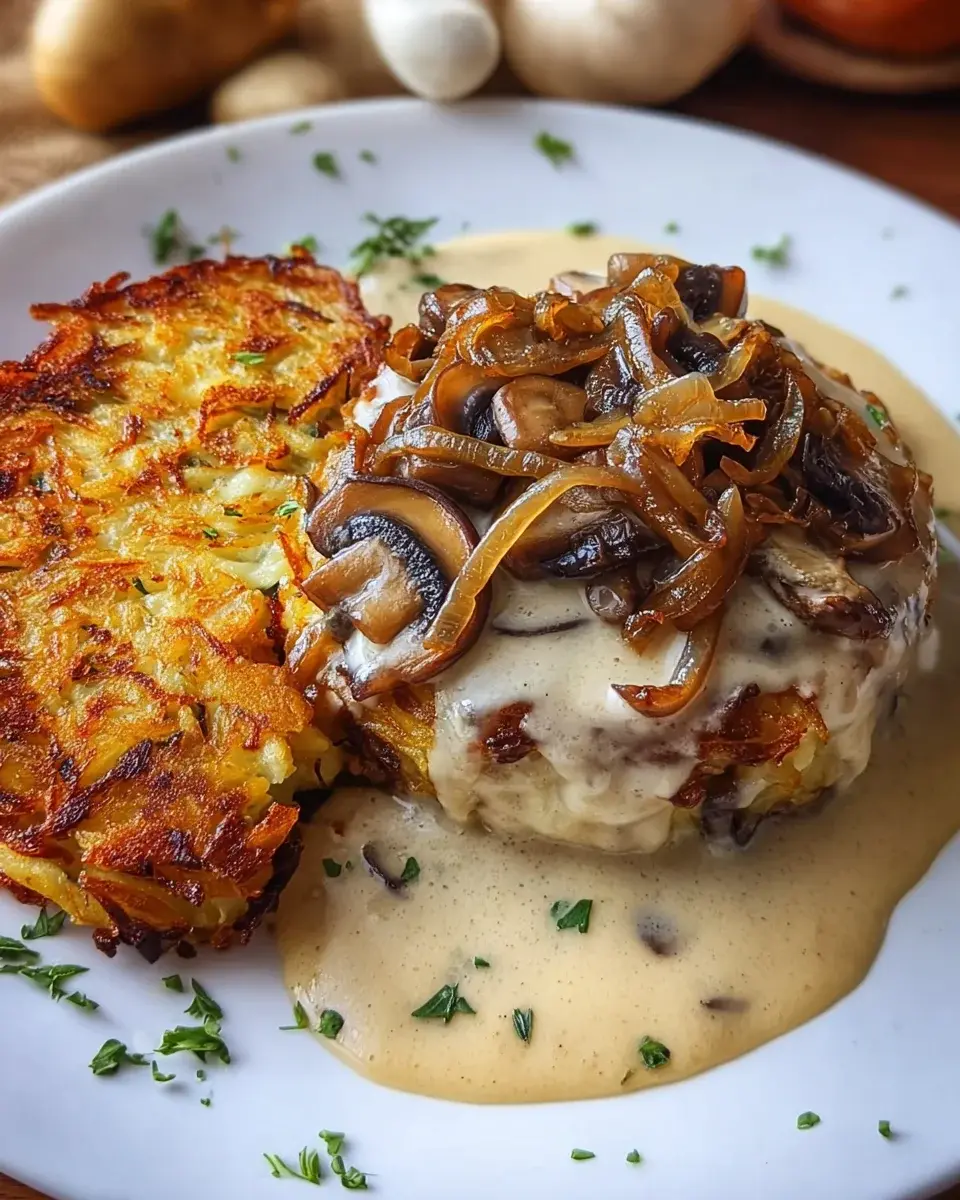 MozzarellaRostiZwiebelPilzrahmsauce