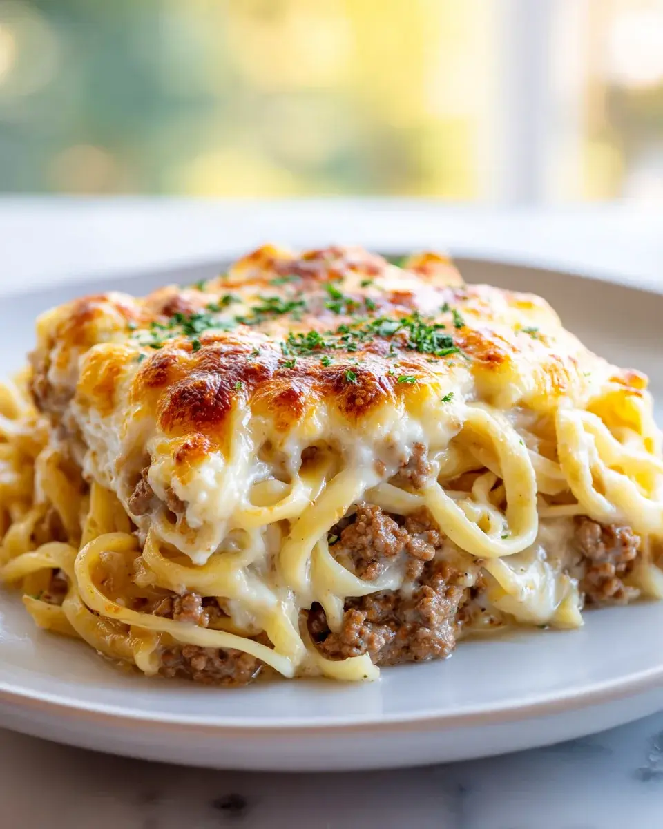 Nudelauflauf mit Hackfleisch und Käse