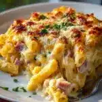 Nudelauflauf mit Schinken und Käse