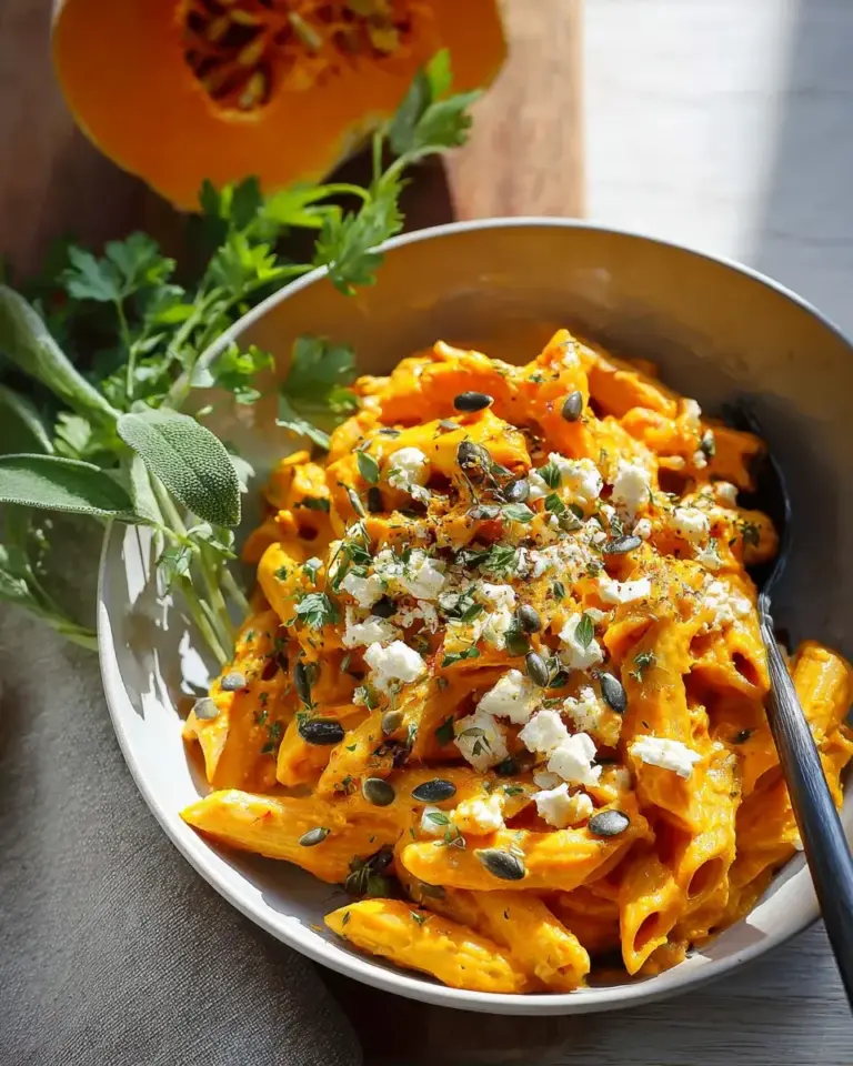 Nudeln mit Kürbissosse und Feta Rezept
