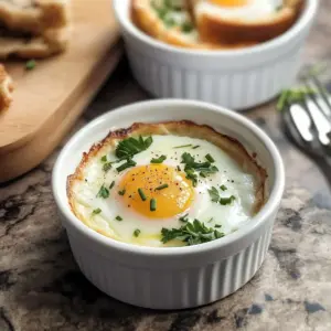 Französische gebackene Eier (Oeufs Cocotte)