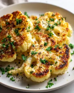 Ofen Blumenkohl Steaks mit Parmesan Käsekruste