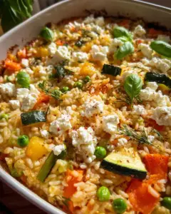 Cremiger Ofenreis mit Feta und Gemüse