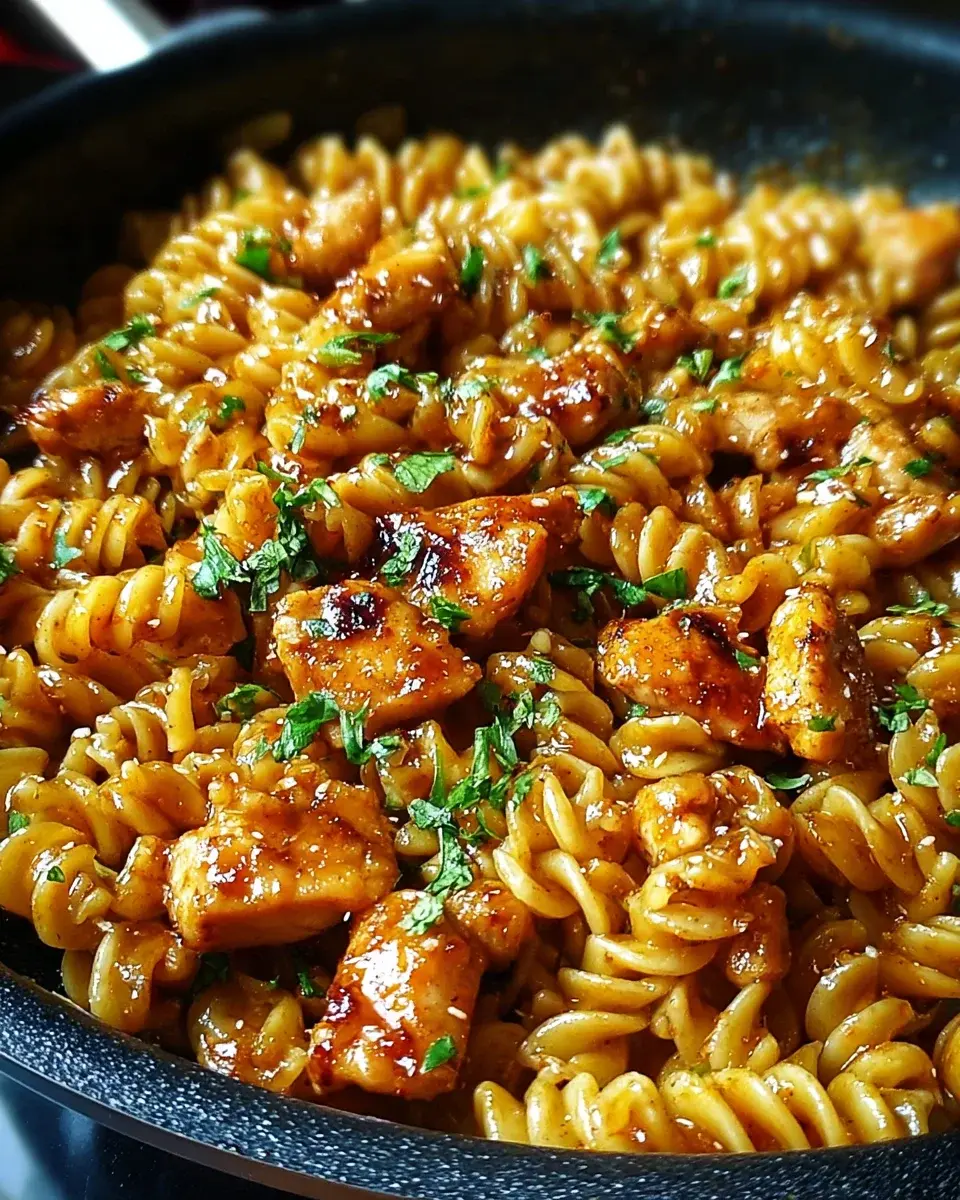 One Pot Honig Knoblauch BBQ Hähnchen Pasta