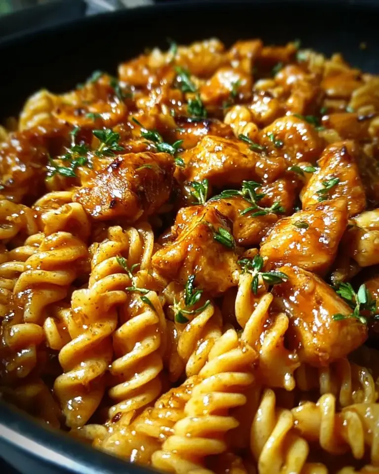 One Pot Honig Knoblauch BBQ Hähnchen Pasta