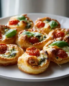 Pesto Tomate Käse Blätterteig-Häppchen