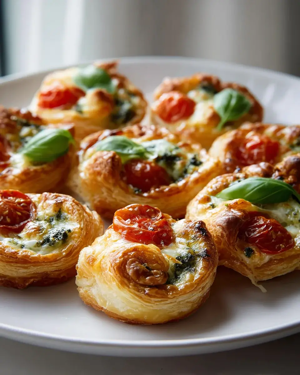Pesto Tomate Käse Blätterteig Snack