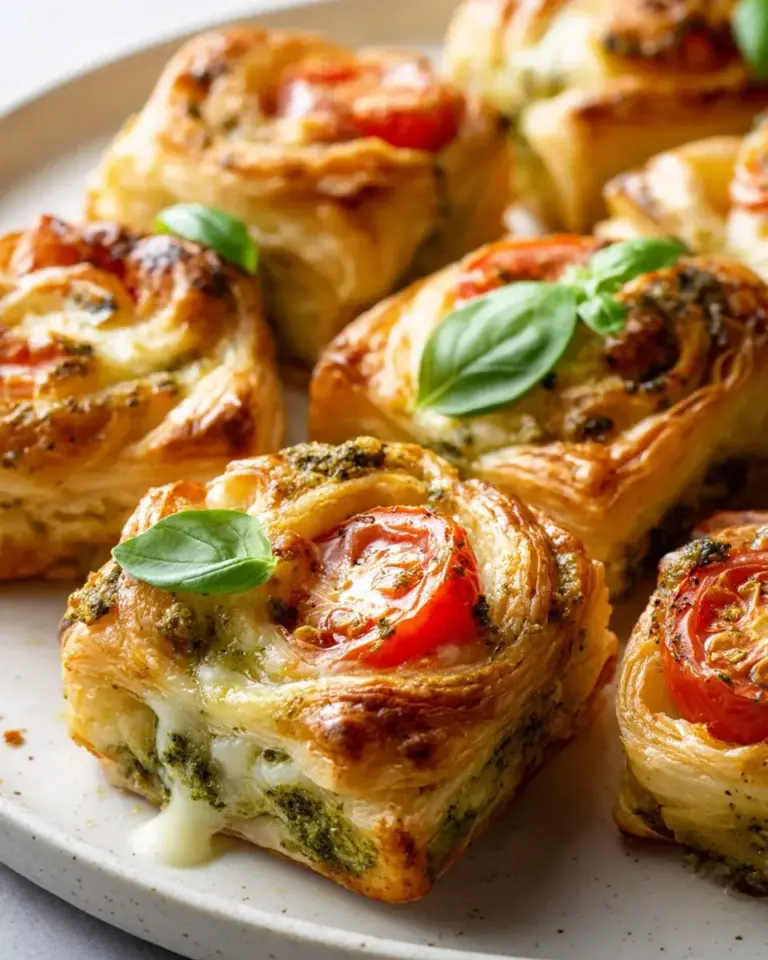 Pesto Tomate Käse Blätterteig Snack