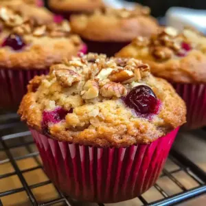 Preiselbeermuffins mit Walnüssen und Haferflocken