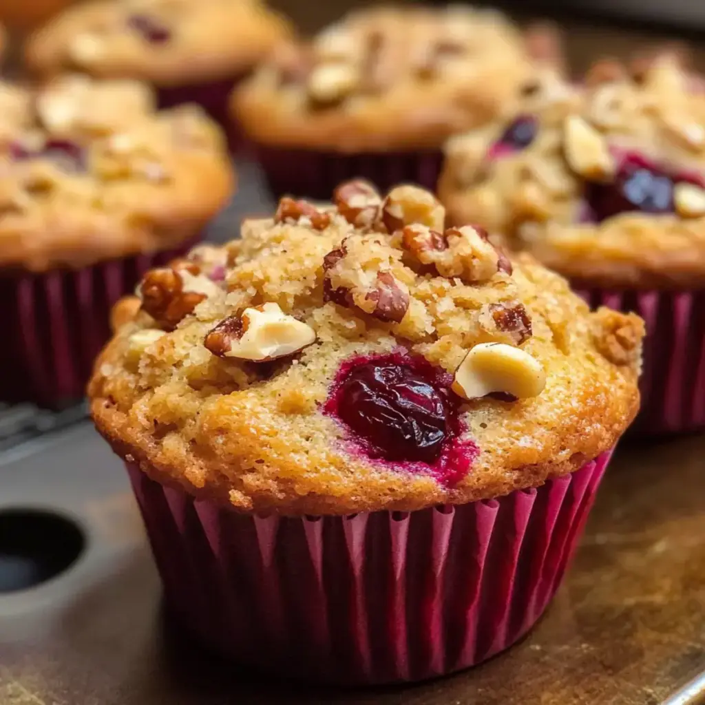 Preiselbeermuffins mit Walnüssen und Haferflocken