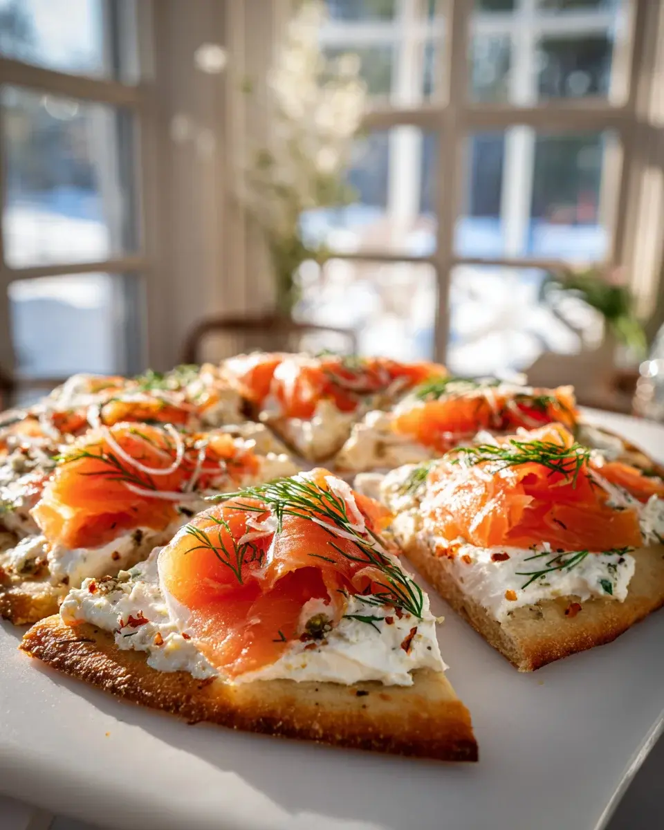 Räucherlachs Cheesecake Flatbread Rezept