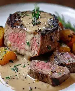Rinderfilet mit Knoblauch-Dijon-Sahnesauce