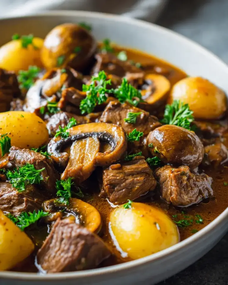 Rindergulasch mit Pilzen und Kartoffeln Slow Cooker
