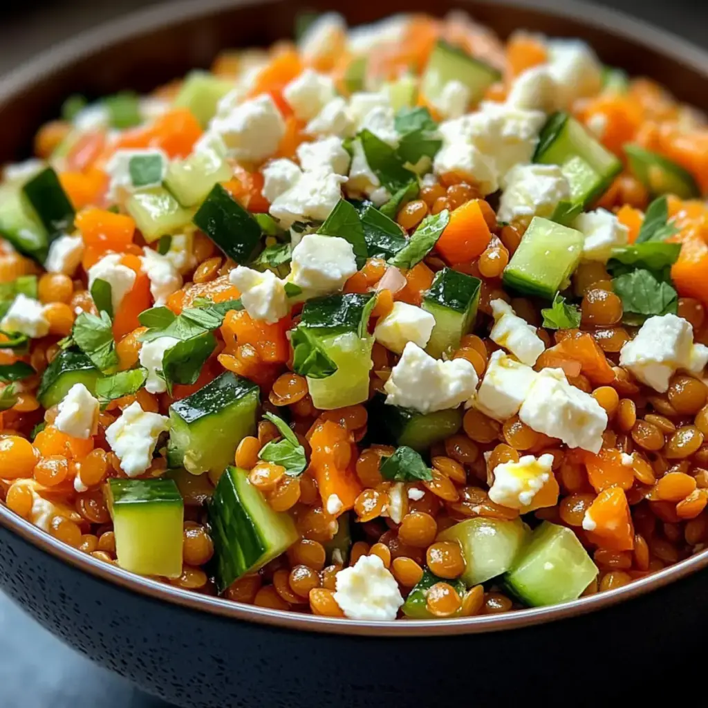 Rote Linsensalat mit Feta