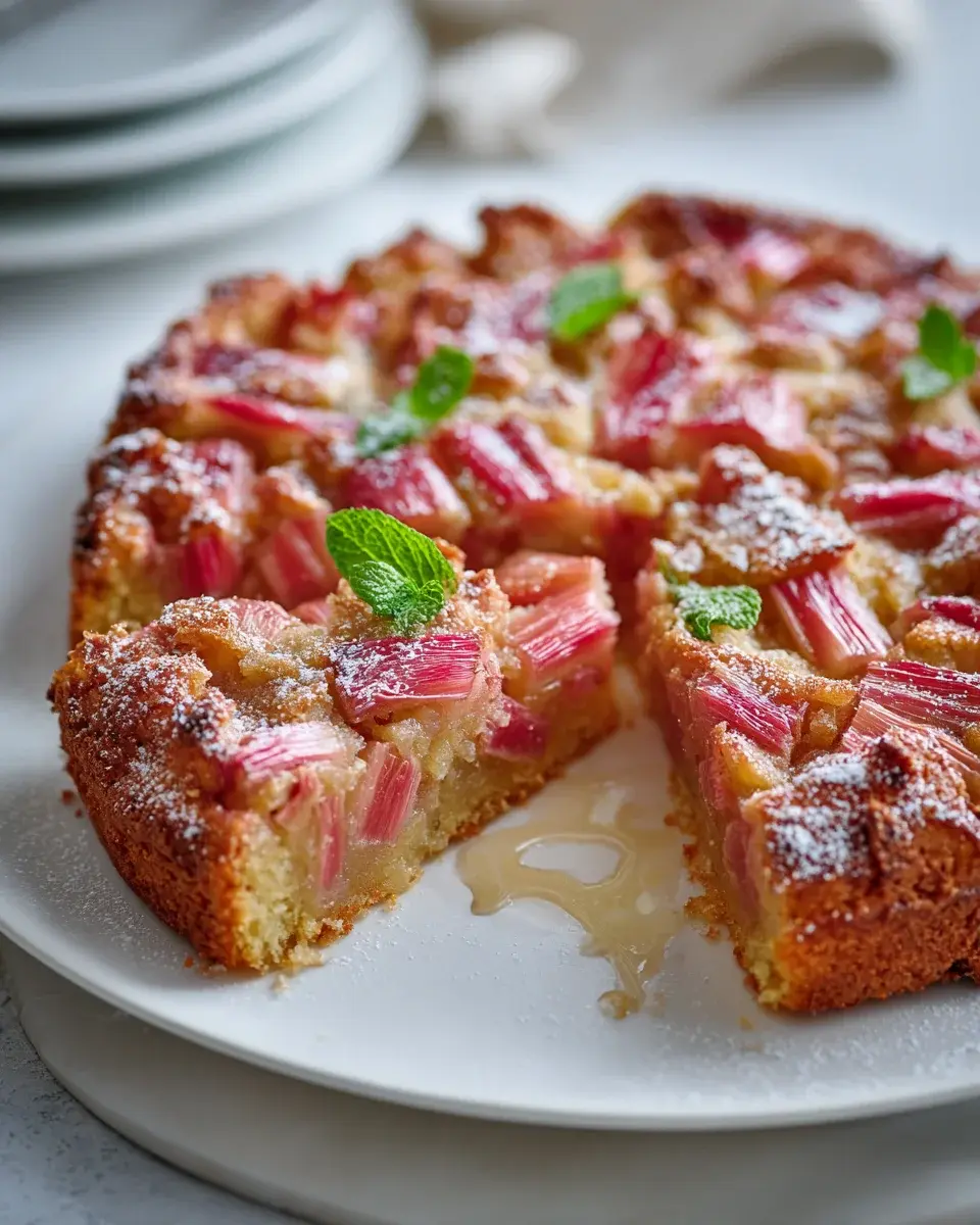 Rustikaler Rhabarberkuchen mit Mürbeteig