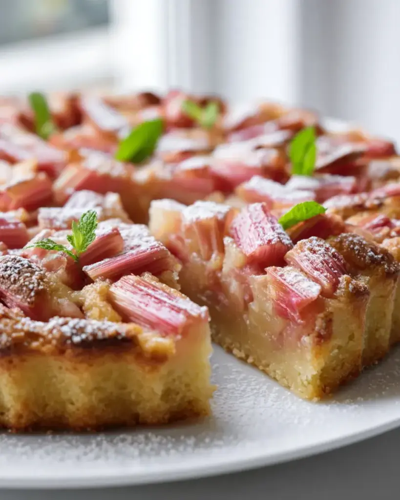 Rustikaler Rhabarberkuchen mit Mürbeteig