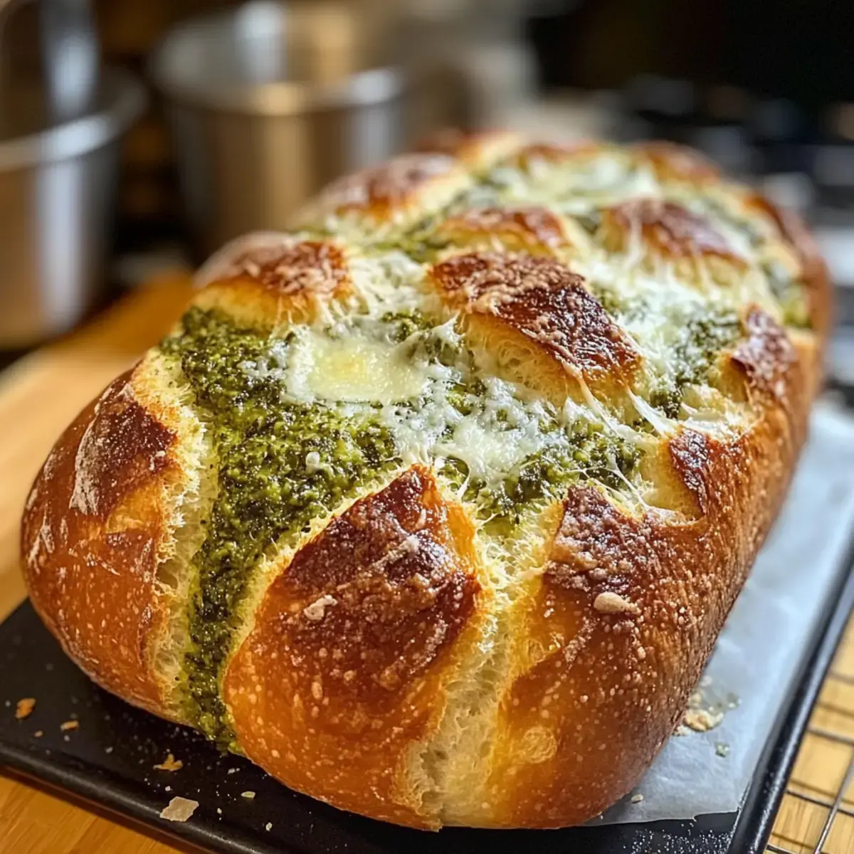 Sauerteigbrot mit Pesto und Parmesan
