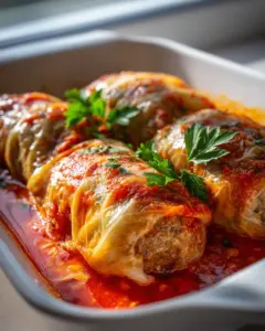 Serbische Kohlrouladen mit Reis, Fleisch und Tomatensauce