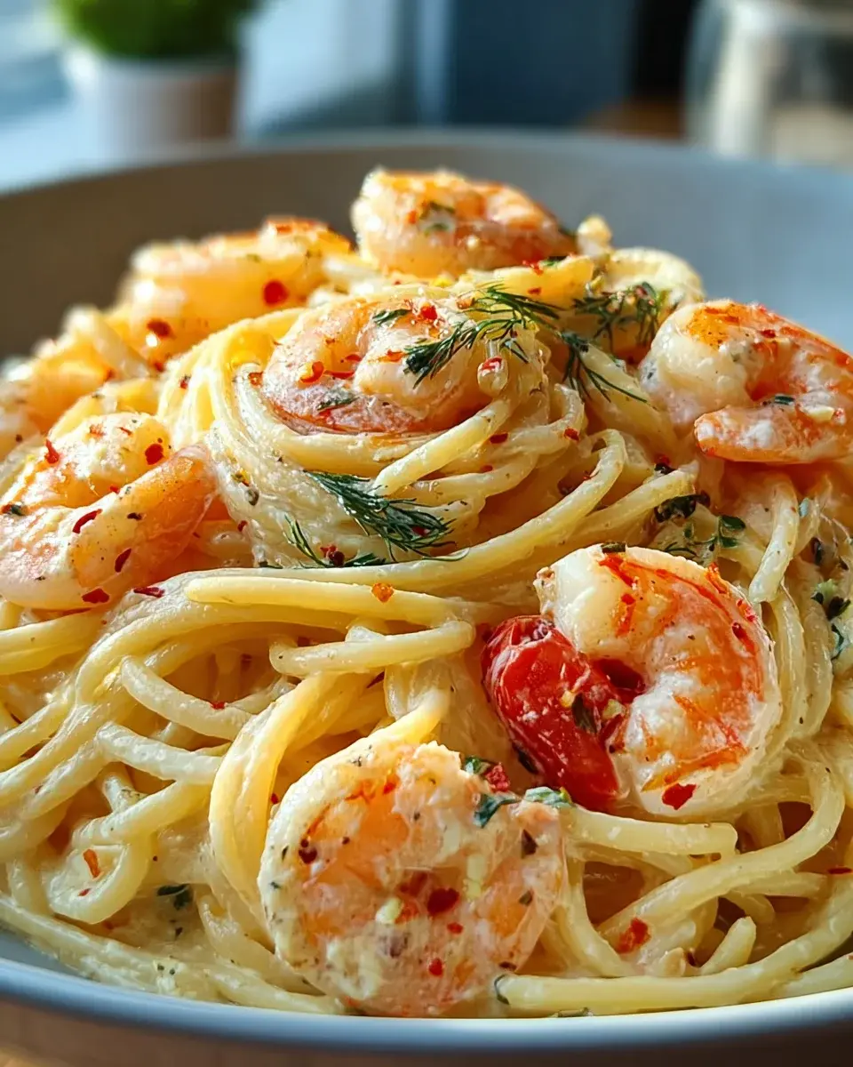 Spaghetti mit Garnelen Frischkäsesoße