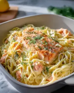 Spaghetti mit Lachs aus dem Ofen