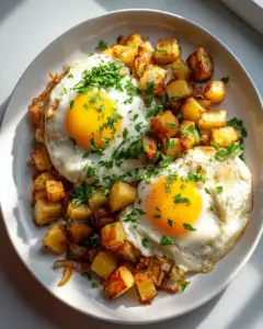Spiegelei Pfanne mit Kartoffeln und Zwiebeln