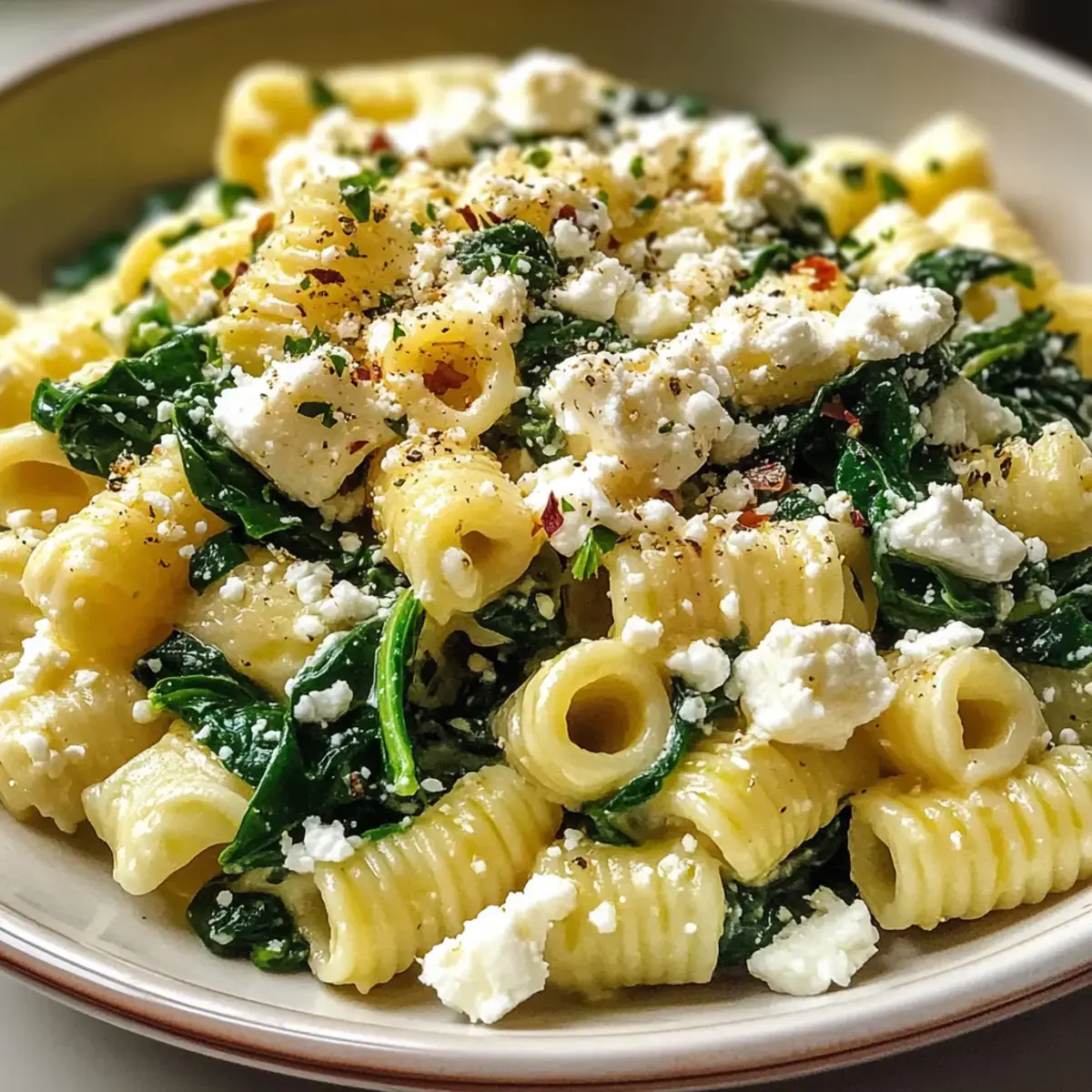Spinat Feta Pasta Rezept