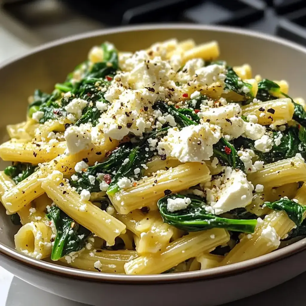 Spinat Feta Pasta Rezept
